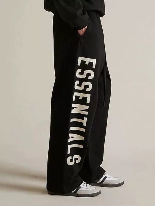 AMBERELLE Vertical Logo Wide-Leg Sweatpants in black