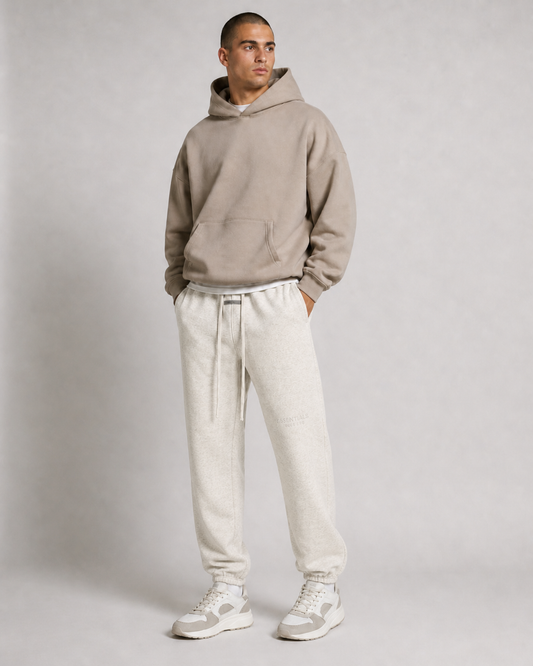 AMBERELLE Vintage Fleece Jogger Sweatpants in cream