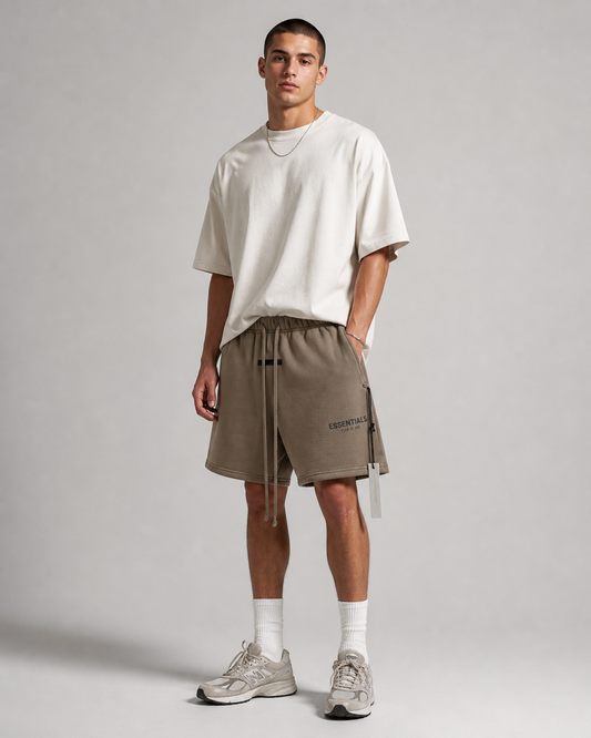 AMBERELLE Buttercream Logo Drawstring Sweatshorts in brown