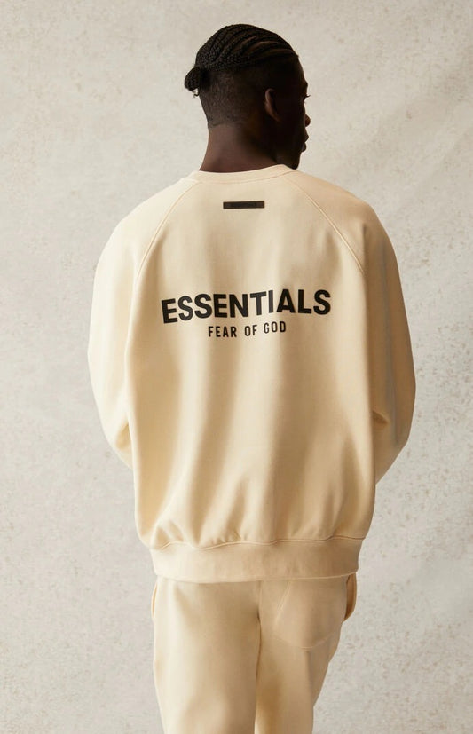 AMBERELLE Back Logo Raglan Crewneck Sweatshirt in beige
