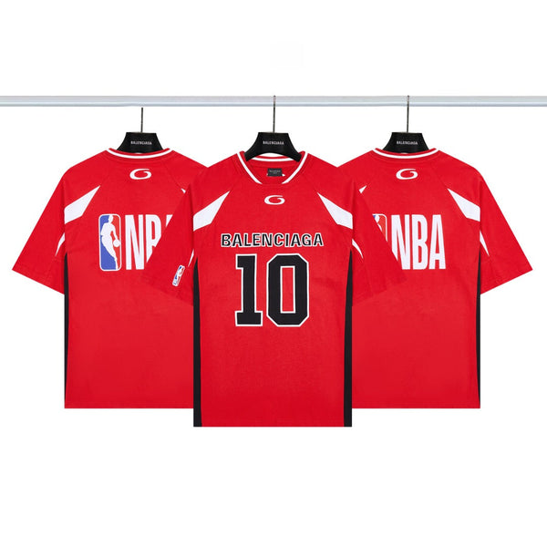 NBA聯名10號繡花短袖 紅色 DX002