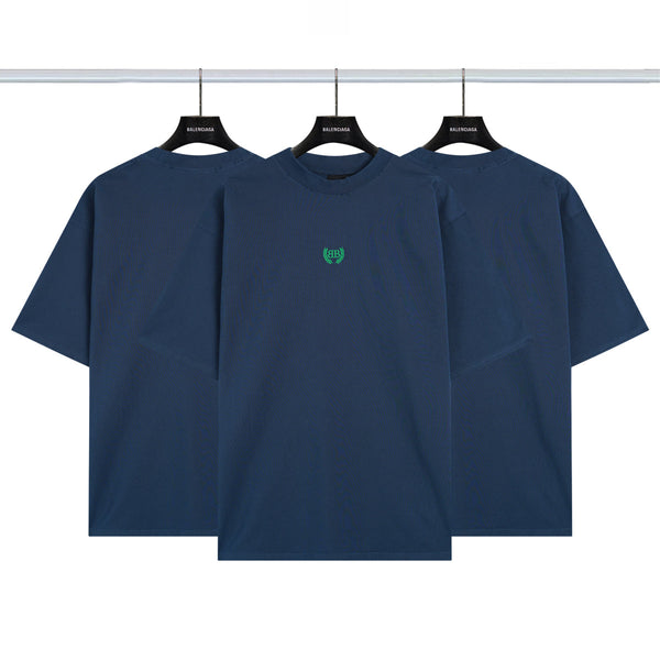 雙B麥穗字母刺繡短袖 藍色 DX086