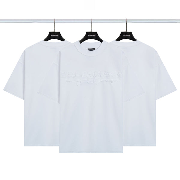 貼布LOGO刺繡磨爛短袖 白色 DX092