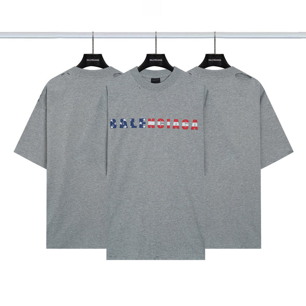 經典logo國旗印短袖 灰色 DX142