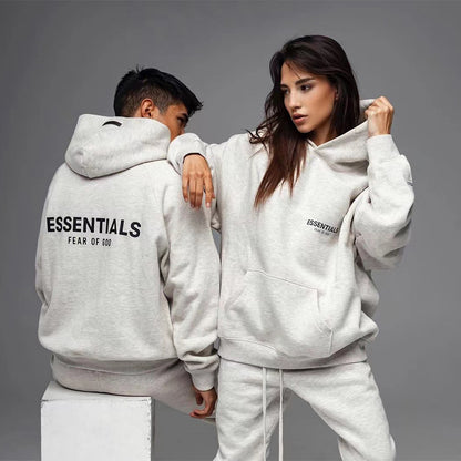 AMBERELLE Small Logo Fleece Pullover Hoodie in cream