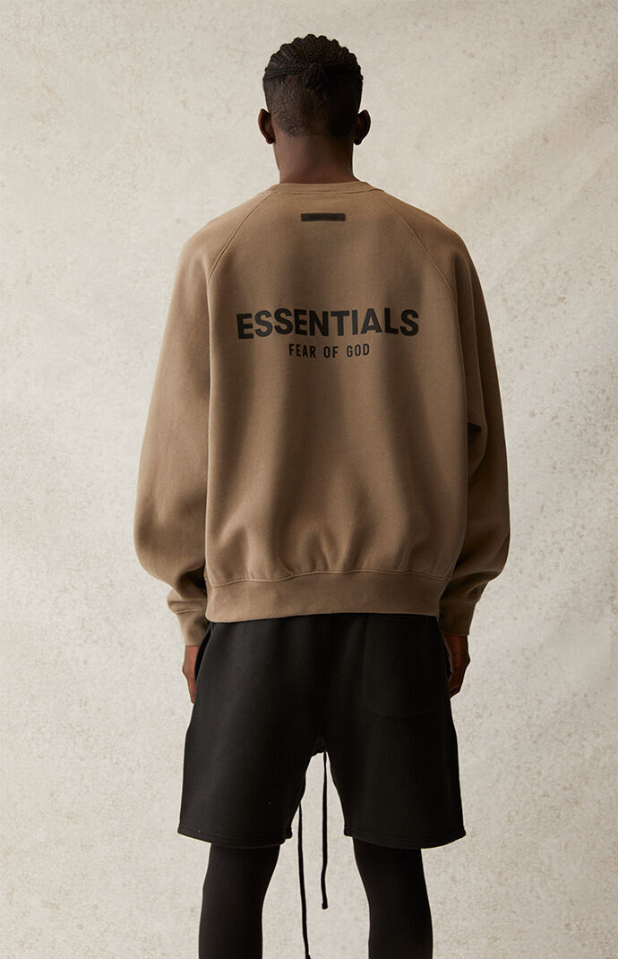 AMBERELLE Back Logo Raglan Crewneck Sweatshirt in taupe