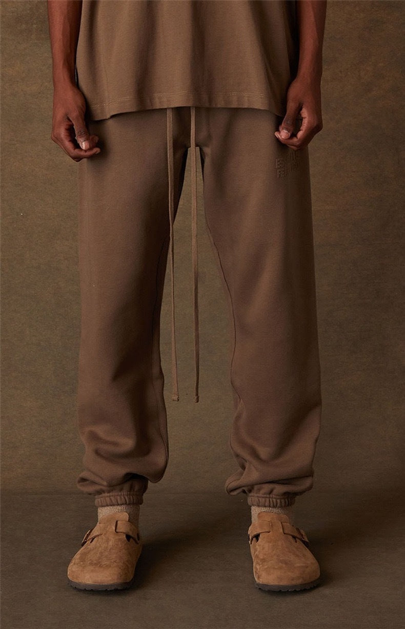 AMBERELLE Double Bar Fleece Joggers in cream