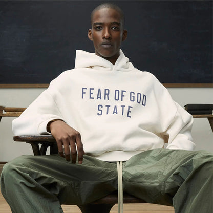 AMBERELLE Collegiate Graphic Fleece Hoodie in white