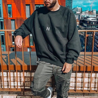 AMBERELLE Core Letter Logo Crewneck Sweatshirt in black