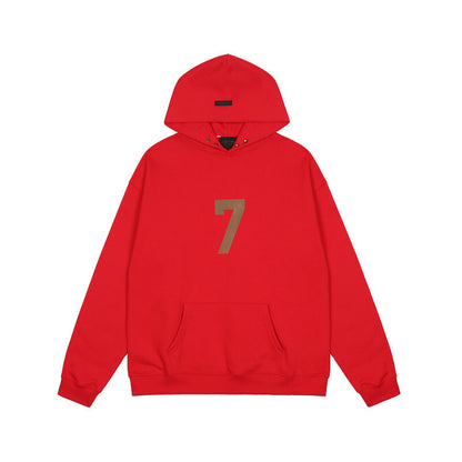 AMBERELLE Number 7 Graphic Fleece Hoodie in red