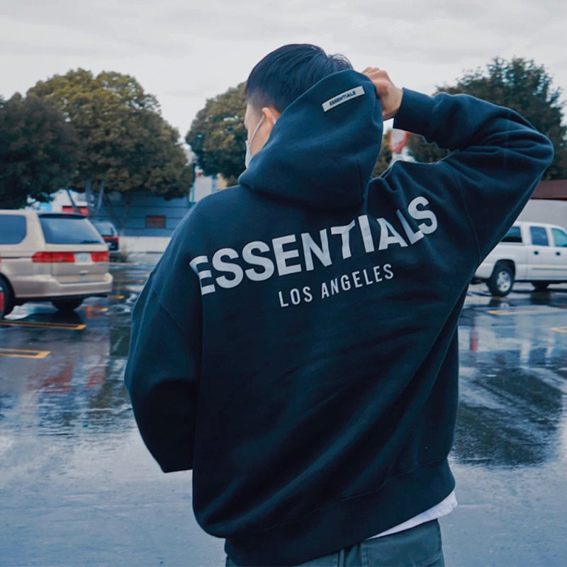 AMBERELLE Back Logo Oversized Fleece Hoodie in black