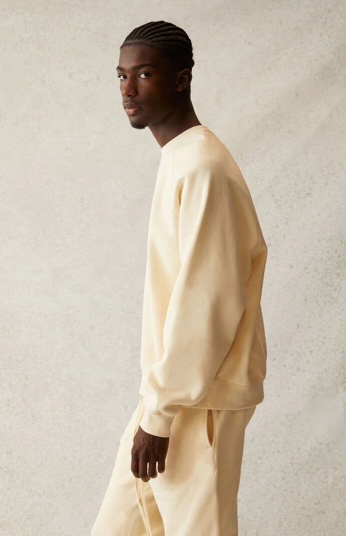 AMBERELLE Back Logo Raglan Crewneck Sweatshirt in beige