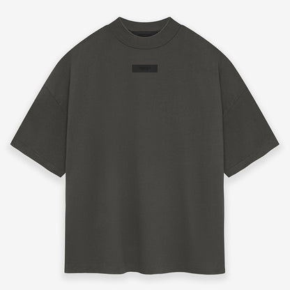 AMBERELLE Mock Neck Rubber Label Oversized T-Shirt in taupe