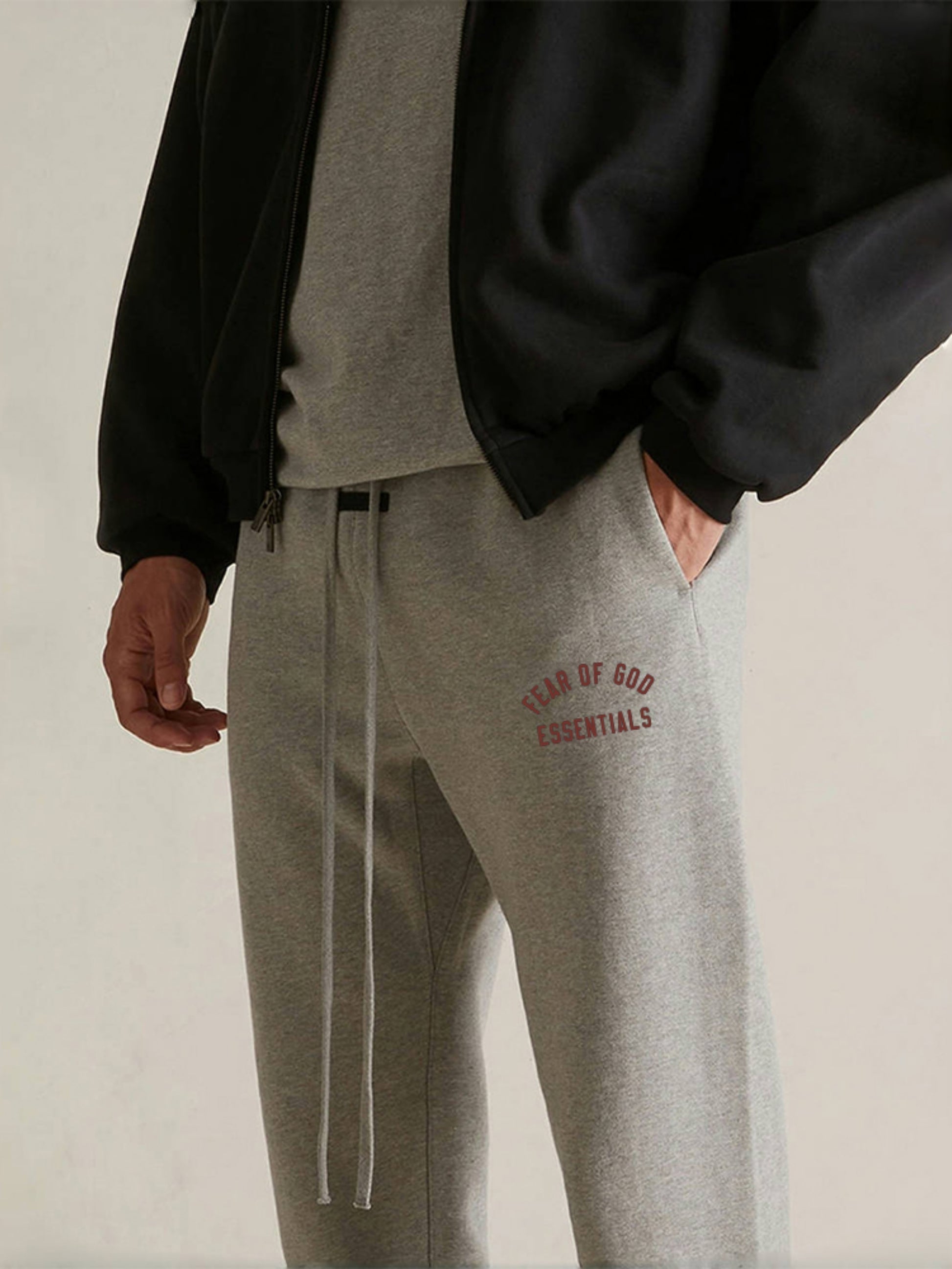 AMBERELLE Bold Letter Graphic Fleece Sweatpants in light heather grey