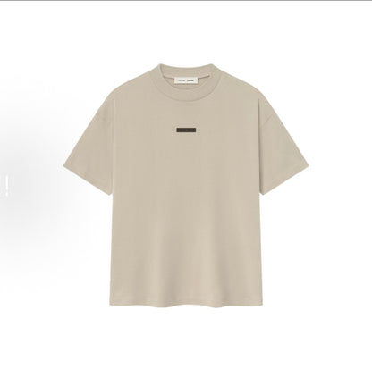 AMBERELLE Oversized Minimal Logo T-Shirt in light heather grey
