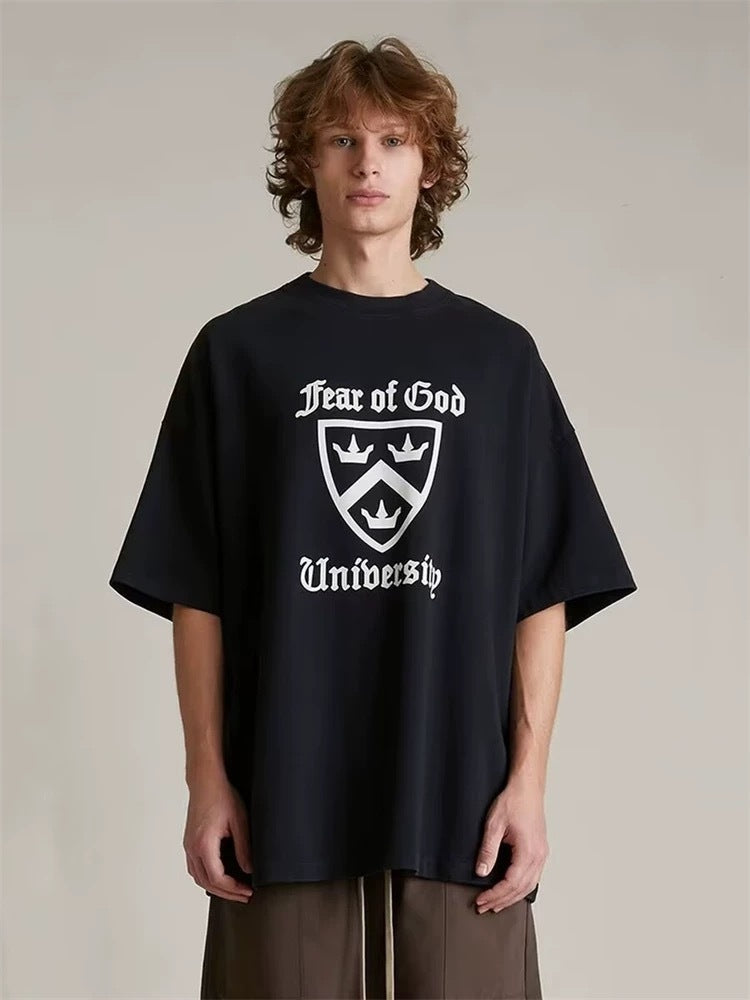 AMBERELLE Holiday Crest Graphic Short Sleeve Tee in black