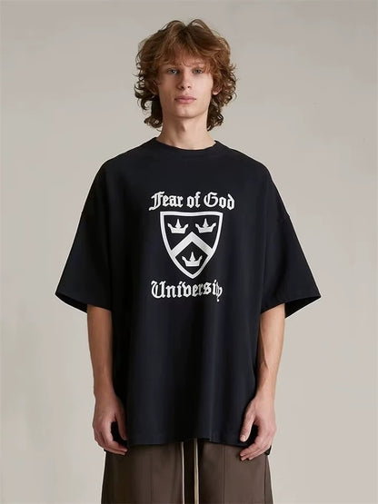 AMBERELLE Holiday Crest Graphic Short Sleeve Tee in black