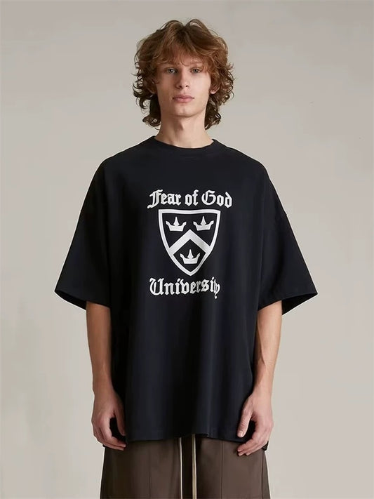 AMBERELLE Holiday Crest Graphic Short Sleeve Tee in black