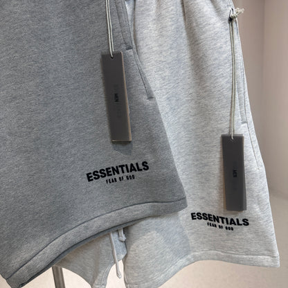 AMBERELLE Flocked Logo Fleece Sweatshorts in cream