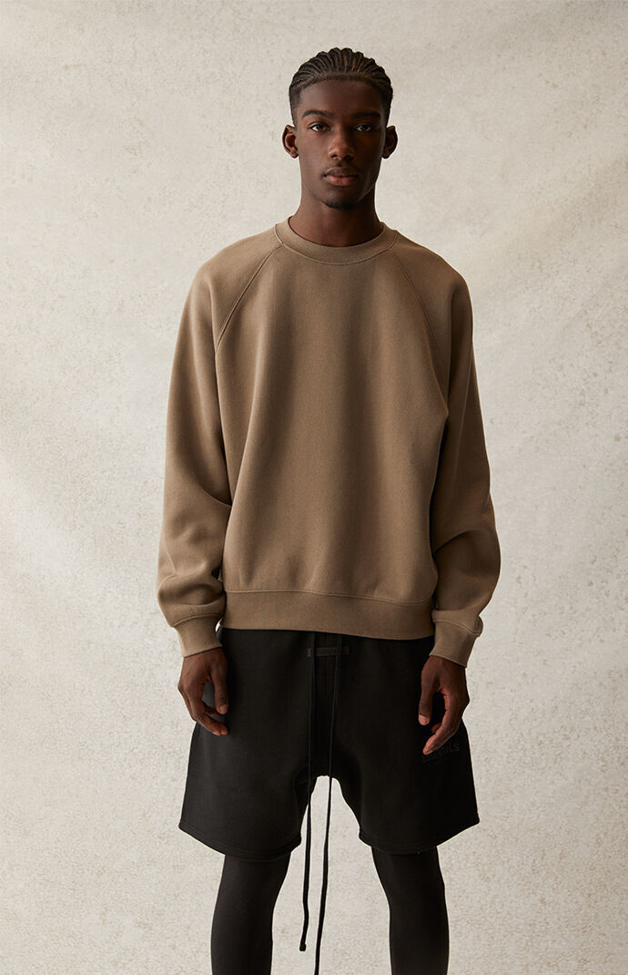 AMBERELLE Back Logo Raglan Crewneck Sweatshirt in taupe