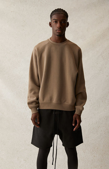 AMBERELLE Back Logo Raglan Crewneck Sweatshirt in taupe