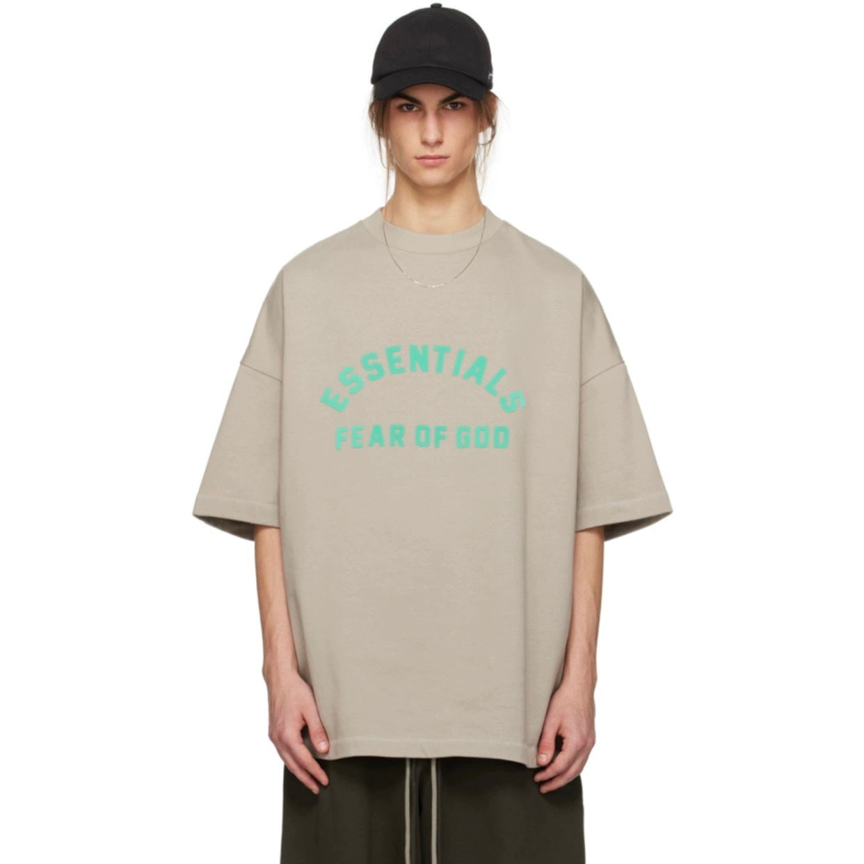 AMBERELLE Arc Logo Oversized T-Shirt in light heather grey