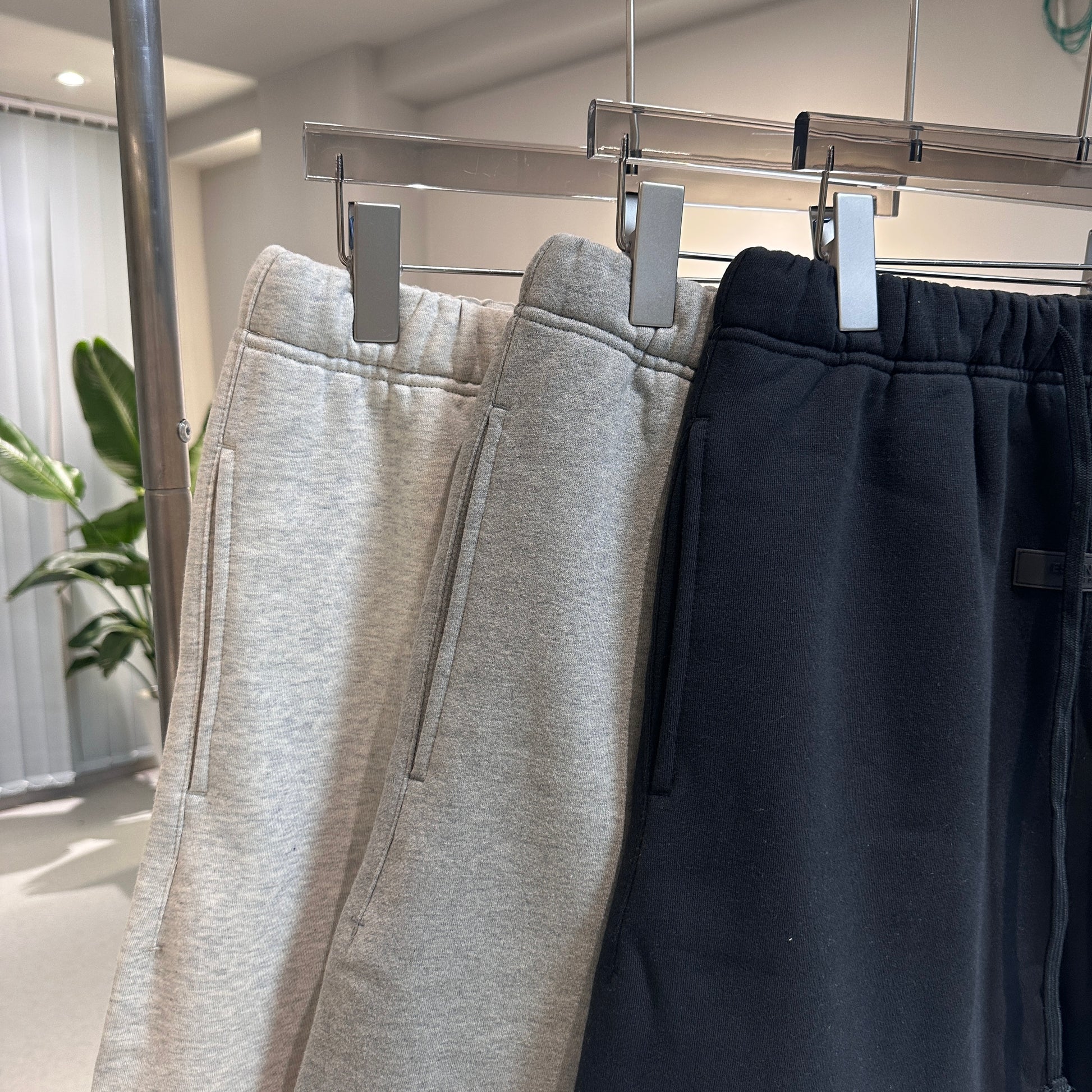AMBERELLE Flocked Logo Fleece Sweatshorts in cream