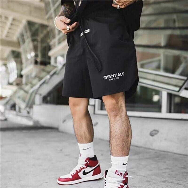 AMBERELLE Lightweight Logo Utility Shorts in beige