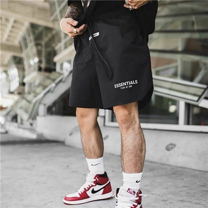 AMBERELLE Lightweight Logo Utility Shorts in beige