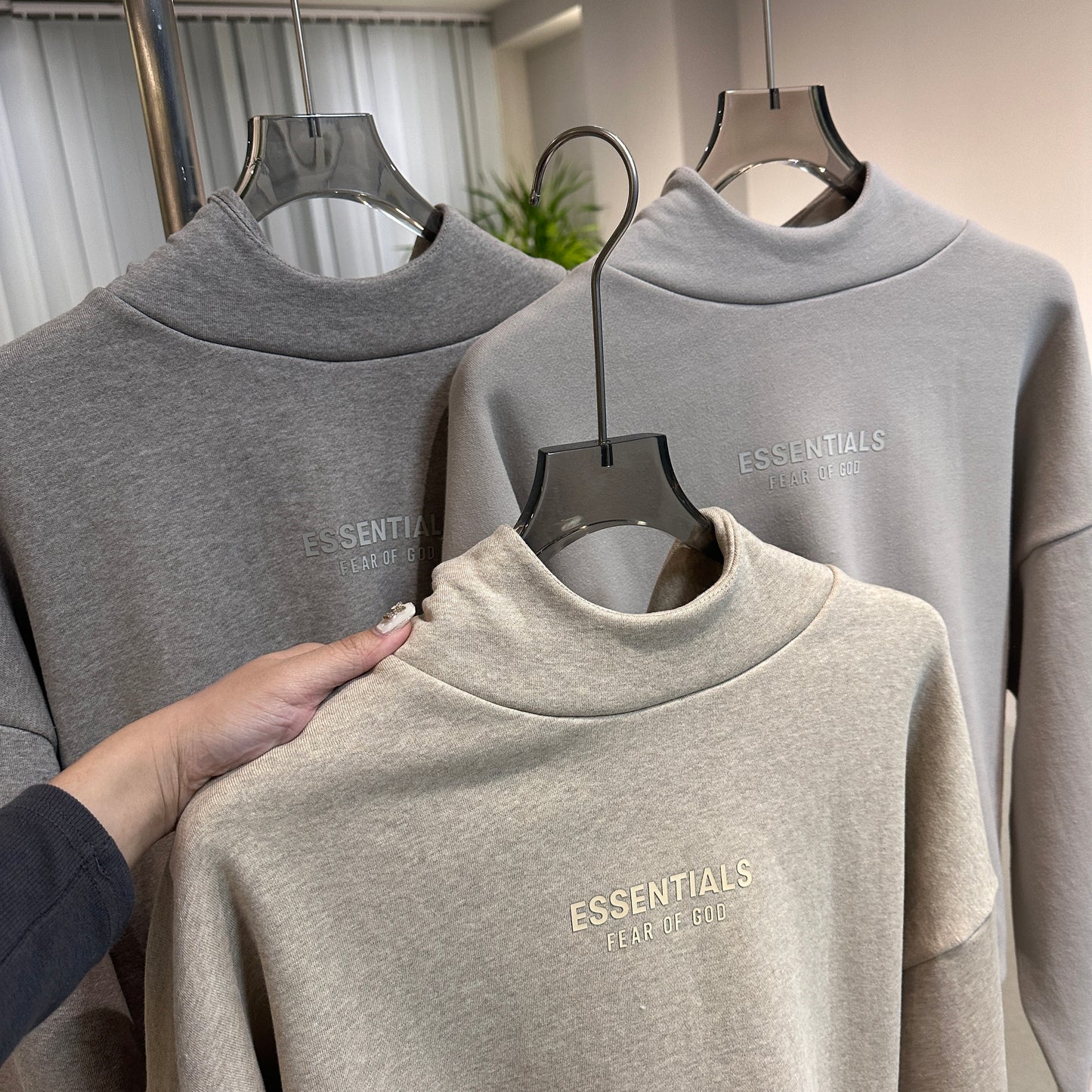 AMBERELLE Mock Neck Logo Sweatshirt in cream
