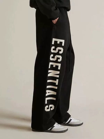 AMBERELLE Vertical Logo Wide-Leg Sweatpants in black