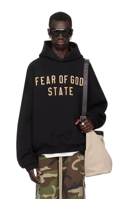 AMBERELLE Collegiate Graphic Fleece Hoodie in black