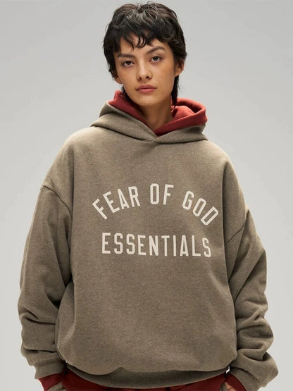 AMBERELLE Back to School Arc Letter Fleece Hoodie in light heather grey