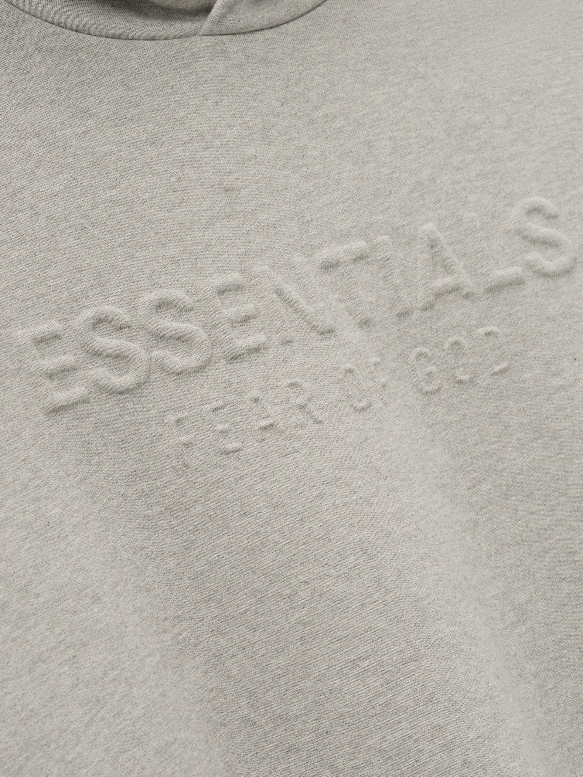 AMBERELLE Embossed Classic Fleece Hoodie in light heather grey