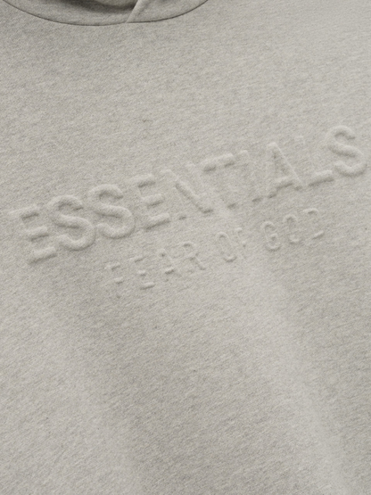 AMBERELLE Embossed Classic Fleece Hoodie in light heather grey
