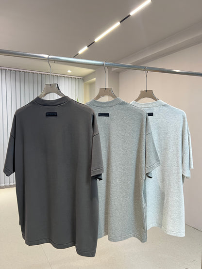 AMBERELLE Arc Logo Flocked Short Sleeve Tee in cream