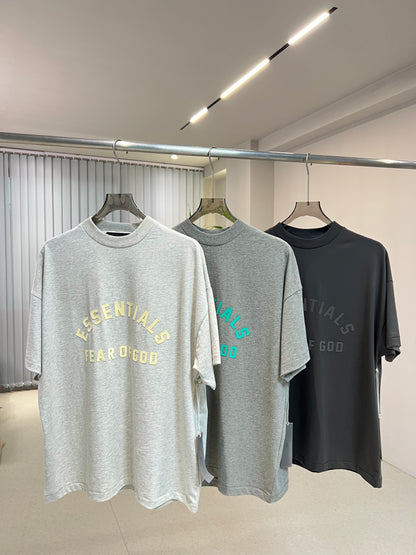 AMBERELLE Arc Logo Flocked Short Sleeve Tee in cream