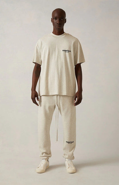 AMBERELLE Flocked Logo Tapered Joggers in cream