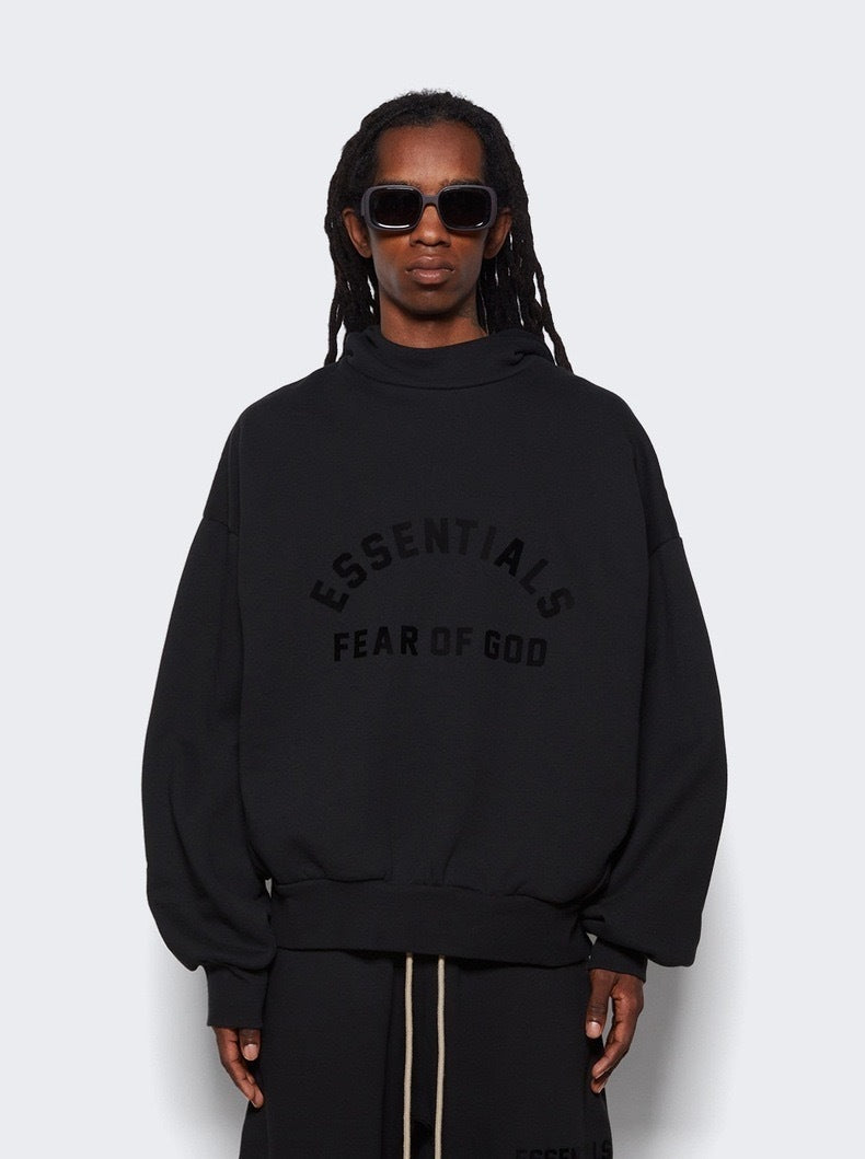 AMBERELLE Arched Logo Fleece Hoodie in black