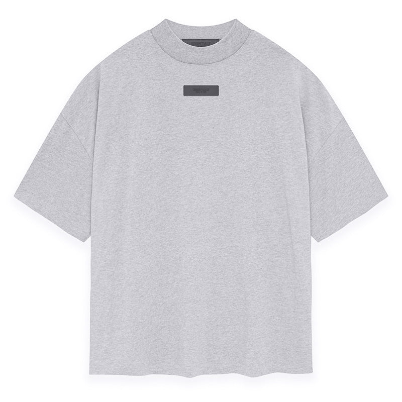 AMBERELLE Mock Neck Rubber Label Oversized T-Shirt in taupe