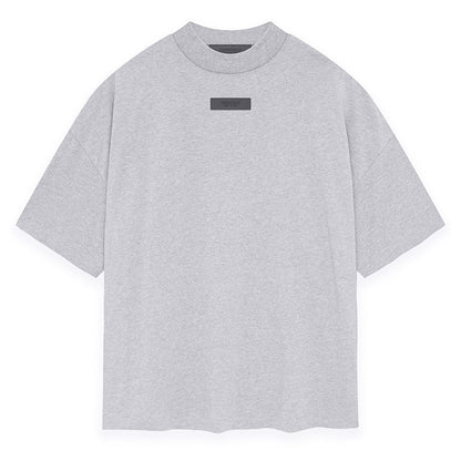 AMBERELLE Mock Neck Rubber Label Oversized T-Shirt in taupe