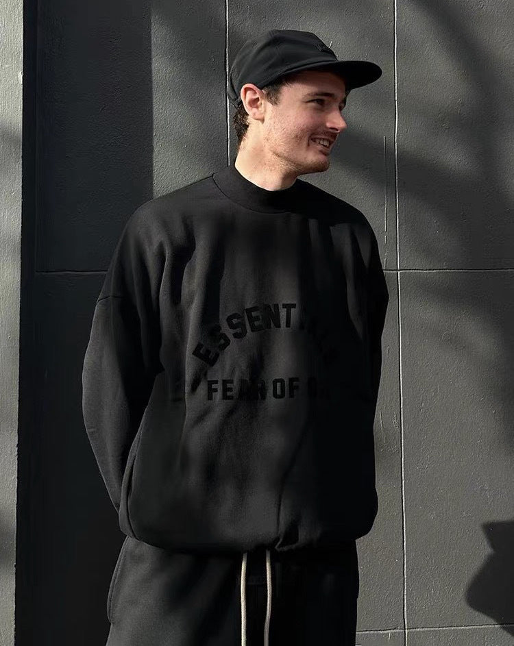 AMBERELLE Arched Logo Fleece Hoodie in black