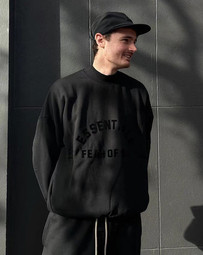 AMBERELLE Arched Logo Fleece Hoodie in black
