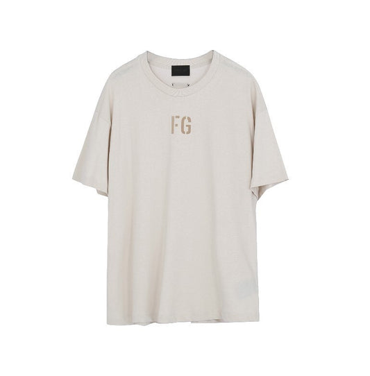 AMBERELLE Varsity Letter Oversized Short Sleeve T-Shirt in cream