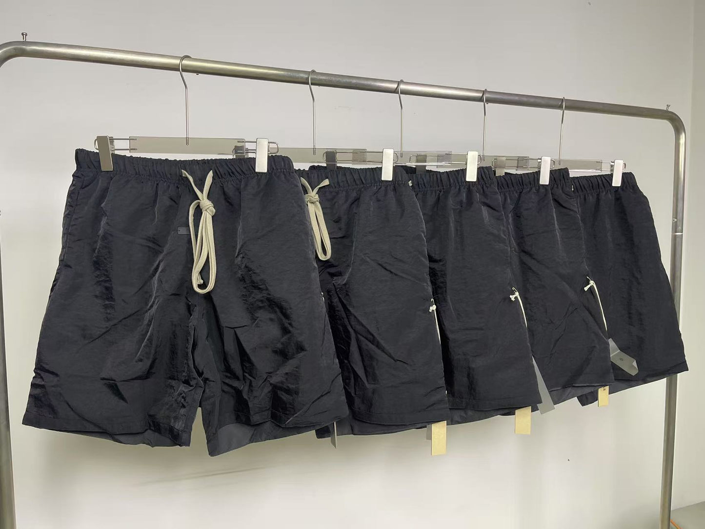 AMBERELLE Nylon-Style Drawstring Shorts in black