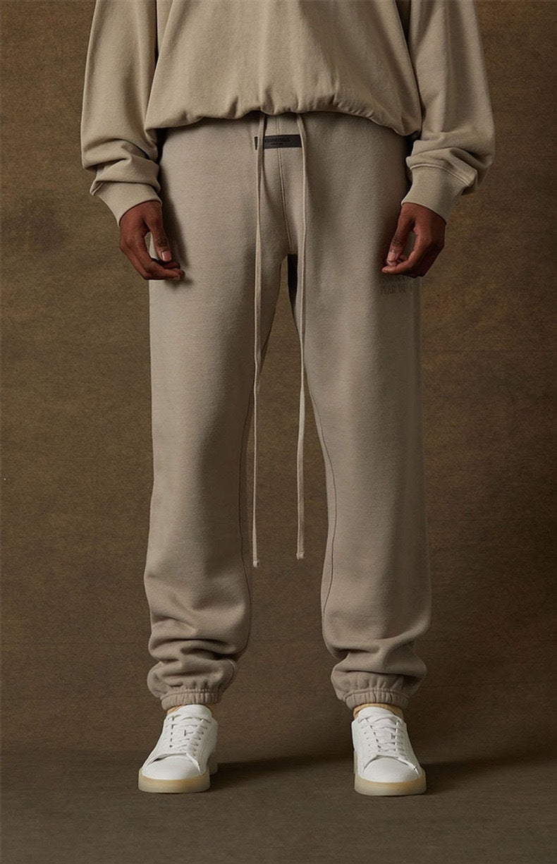 AMBERELLE Double Bar Fleece Joggers in light heather grey