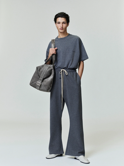 AMBERELLE Minimal Script Logo Boxy T-Shirt in gray