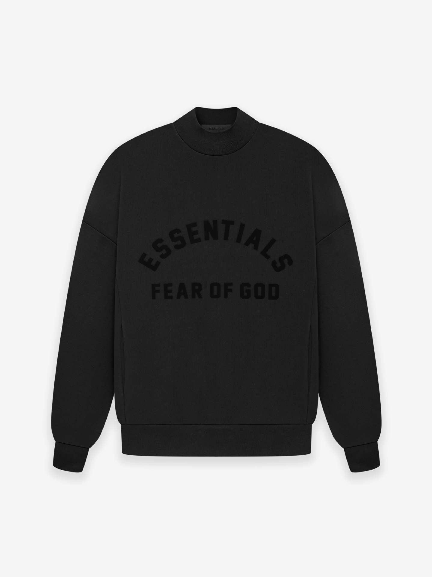 AMBERELLE Arc Logo Flocked Mock Neck Sweatshirt in black