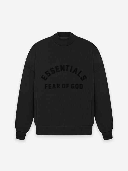 AMBERELLE Arc Logo Flocked Mock Neck Sweatshirt in black