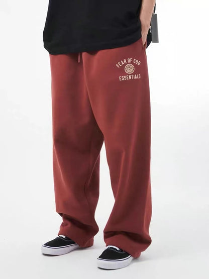 AMBERELLE Vintage Graphic Fleece Sweatpants in red